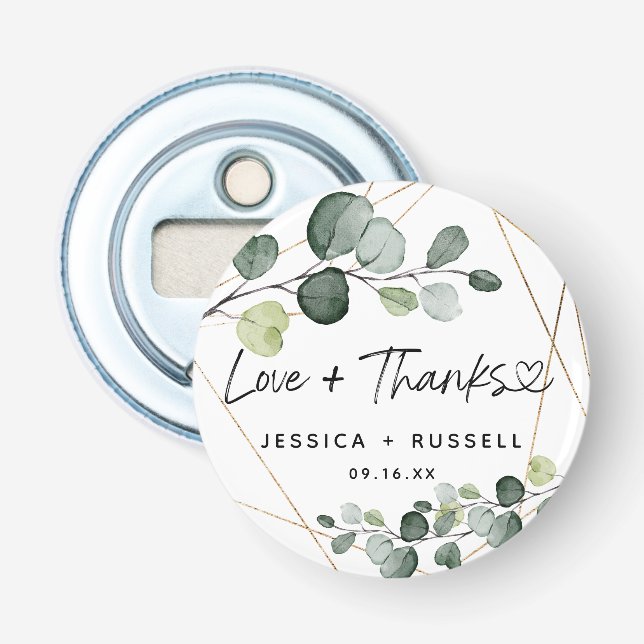 Abstrakte Eukalyptus-Liebe und Dank Flaschenöffner (Vorderseite)