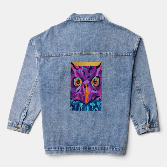 Abstrakte Eule  Jeansjacke (Rückseite)