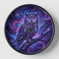 Abstrakte Eule Kosmisch Violette Liquid-Art-Uhren