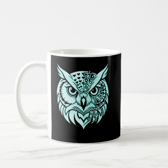 Abstrakte Eulenidentität – Symbolischer Beobachter Kaffeetasse (Links)