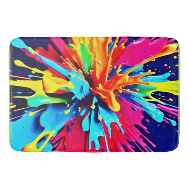 Abstrakte Explosion von Farbe und Farbe Badematte (Vorderseite)