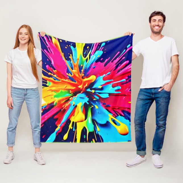 Abstrakte Explosion von Farbe und Farbe Fleecedecke (Beispiel)