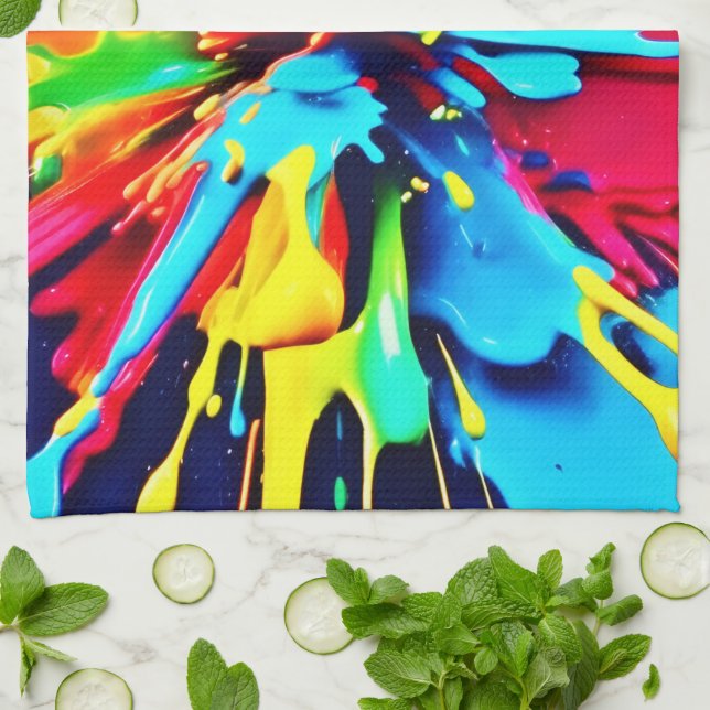 Abstrakte Explosion von Farbe und Farbe Geschirrtuch (Gefaltet)