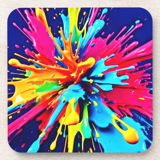 Abstrakte Explosion von Farbe und Farbe Getränkeuntersetzer (Vorderseite)