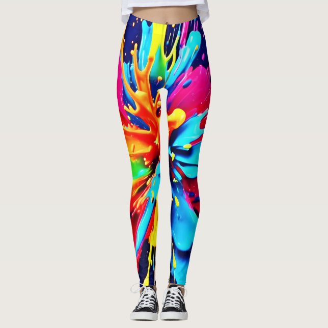 Abstrakte Explosion von Farbe und Farbe Leggings (Vorderseite)