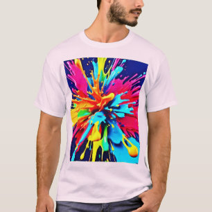 Abstrakte Explosion von Farbe und Farbe T-Shirt