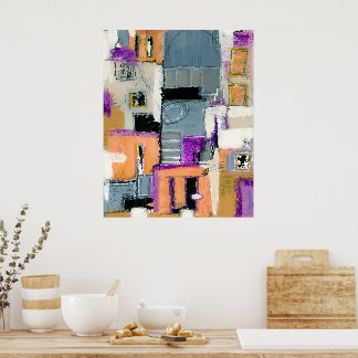 Abstrakte expressionistische Art Gebäude Malerei Poster
