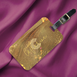 Abstrakte Extravagante Imitate Gold Glitzer Mit Mo Gepäckanhänger
