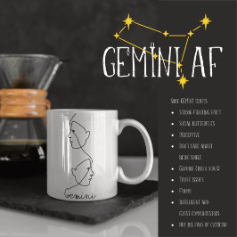 Abstrakte Face Profile Line Art Gemini Zodiac Zeic Tasse