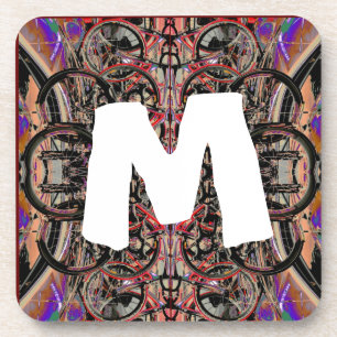 Abstrakte Fahrräder und Ihr Monogramm Getränkeuntersetzer