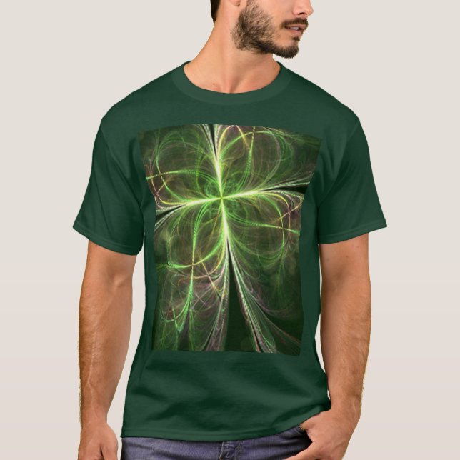 Abstrakte Fantasie Vier Blätter Grüne Klee T-Shirt (Vorderseite)