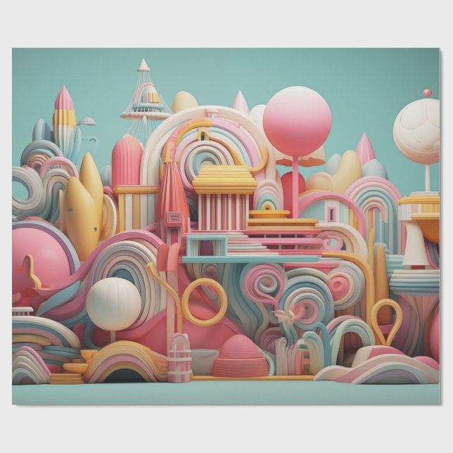 Abstrakte Fantasieformen in Pastellfarben Geschenkpapier (Flach)