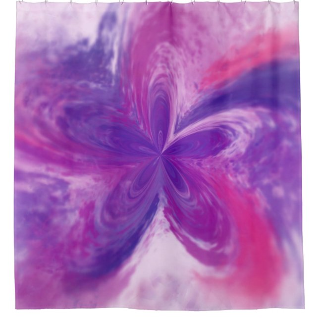 Abstrakte Fantasy-Blume Aquarell Duschvorhang (Vorderseite)