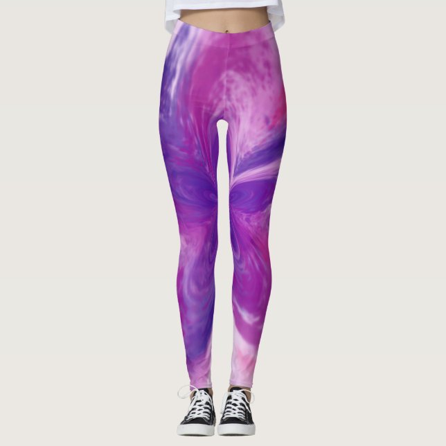 Abstrakte Fantasy-Blume Aquarell Leggings (Vorderseite)