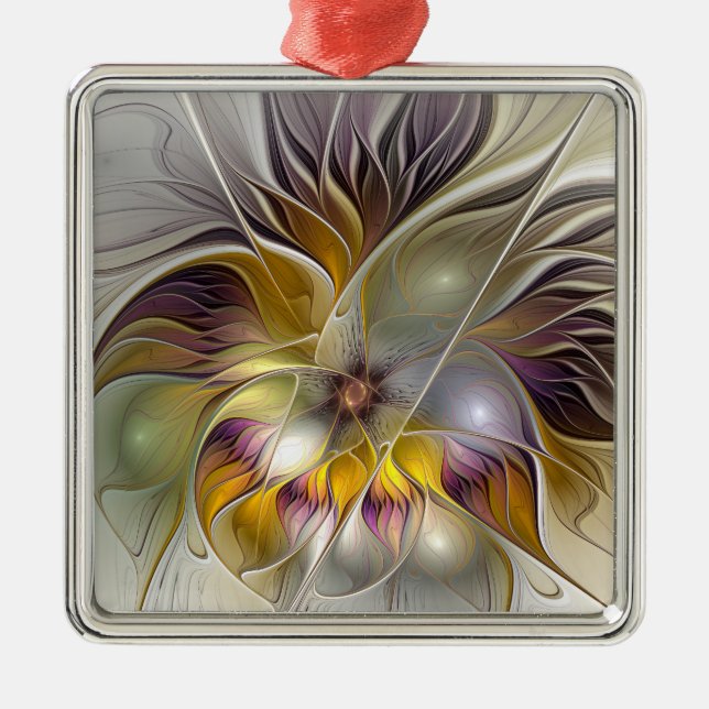 Abstrakte Fantasy Blume Fraktal Kunst, Dichtung un Ornament Aus Metall (Vorne)