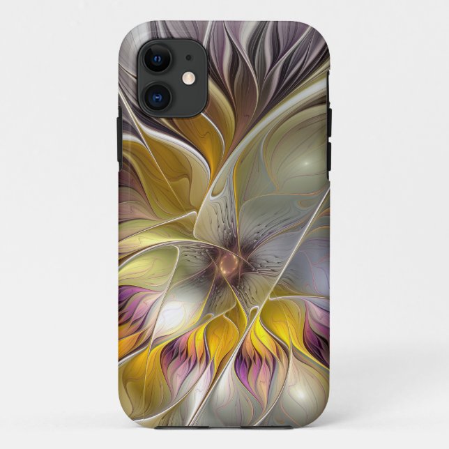 Abstrakte Fantasy-Blume Modernes Fraktal Case-Mate iPhone Hülle (Rückseite)