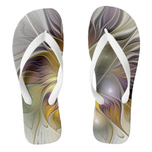 Abstrakte Fantasy-Blume Modernes Fraktal Flip Flops