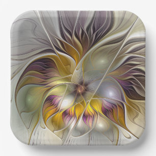 Abstrakte Fantasy-Blume Modernes Fraktal Pappteller