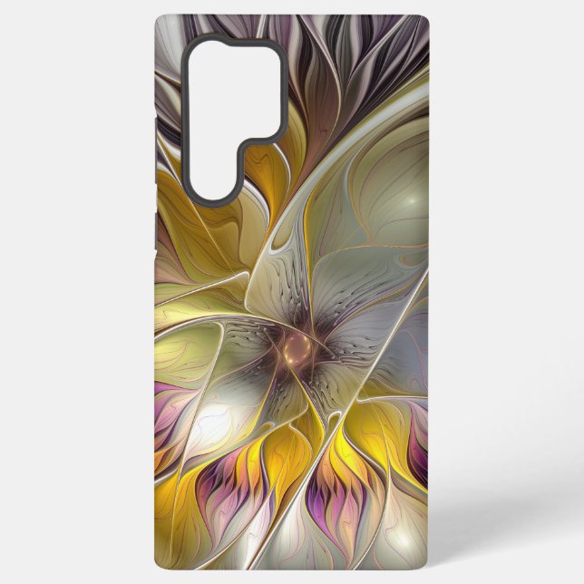 Abstrakte Fantasy-Blume Modernes Fraktal Samsung Galaxy Hülle (Rückseite)