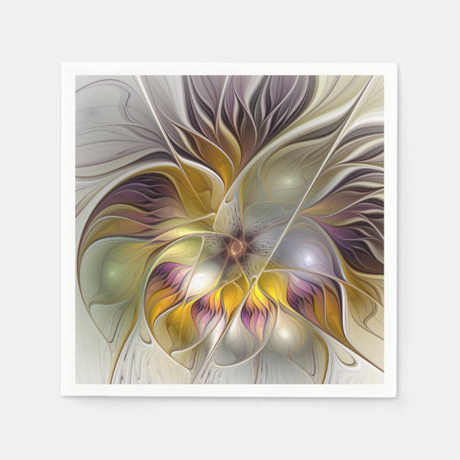 Abstrakte Fantasy-Blume Modernes Fraktal Serviette (Vorderseite)
