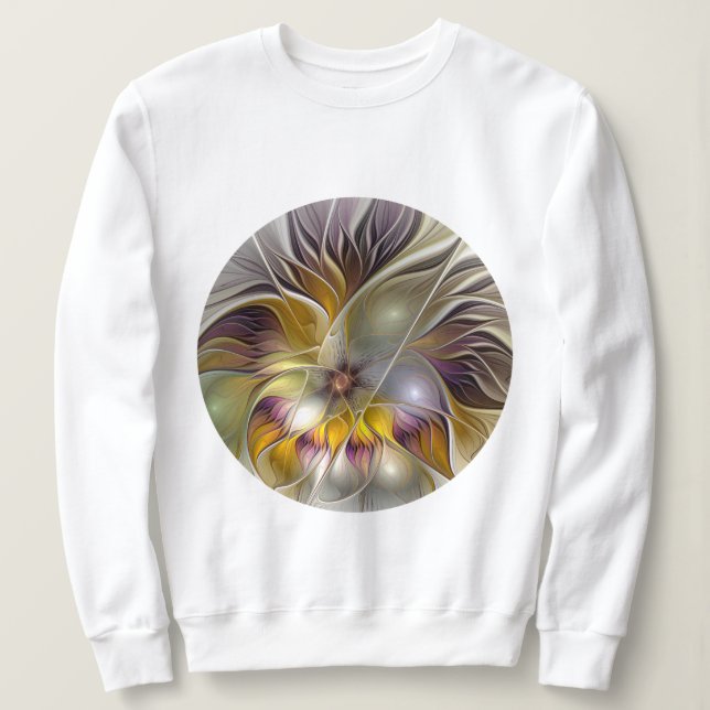 Abstrakte Fantasy-Blume Modernes Fraktal Sweatshirt (Design vorne)