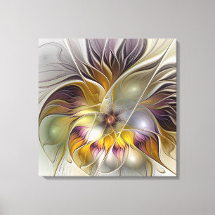 Abstrakte Fantasy Blume Modernes Triptychon Leinwanddruck