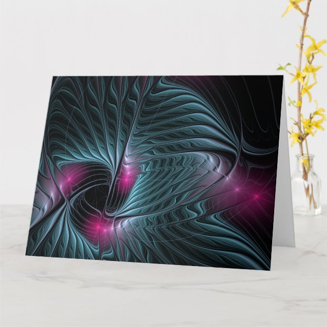 Abstrakte Fantasy Fraktal Poster Karte (Gelbe Blume)