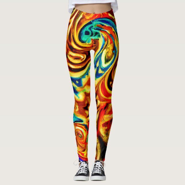 Abstrakte Farbabstürze Leggings (Vorderseite)