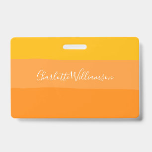 Abstrakte Farbblockstreifen Orange Personalisiert Ausweis