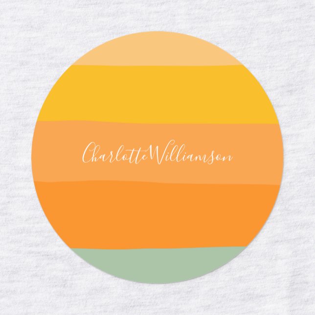 Abstrakte Farbblockstreifen Orange Personalisiert Etiketten (Design 1)