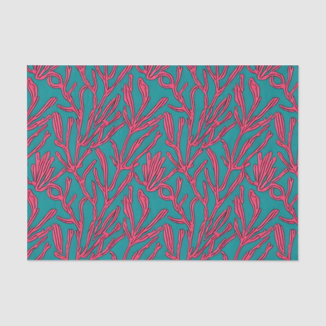 Abstrakte Farbe Fett Rosa und Aquamarines Muster Seidenpapier (Vorderseite)