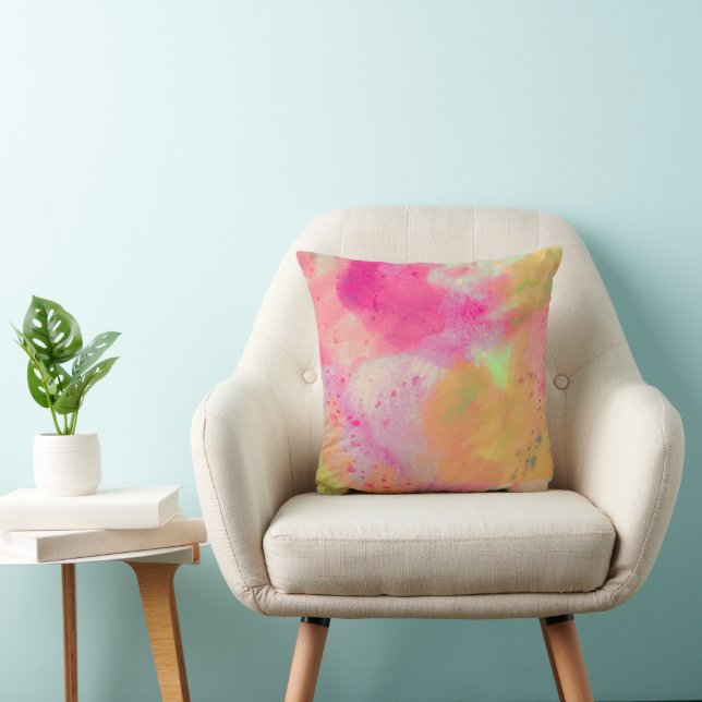 Abstrakte Farbe Rosa Gelbe Lila Schicht Kissen (Stuhl )