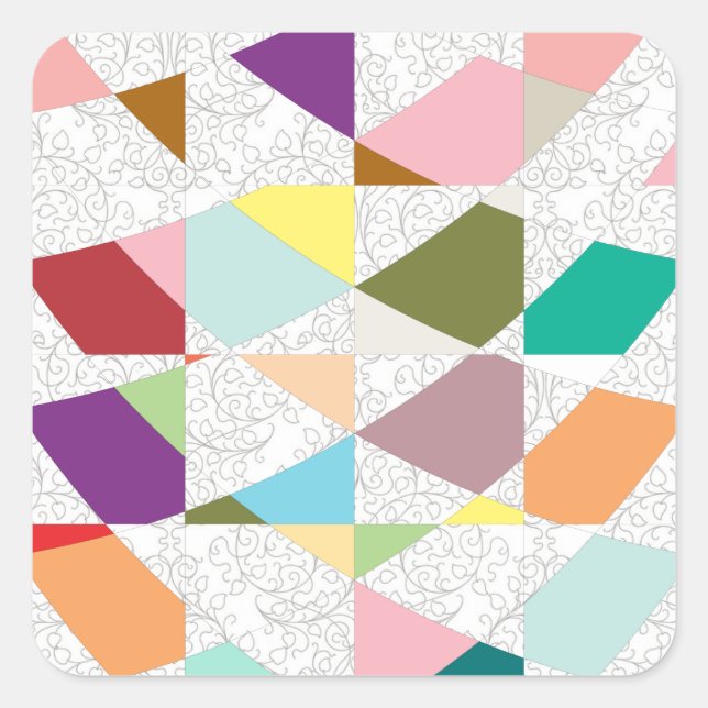 Abstrakte Farben Damask Quadratischer Aufkleber (Vorderseite)