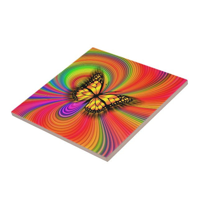 Abstrakte Farben Licht Gold Schmetterling Keramikf Fliese (Seite)