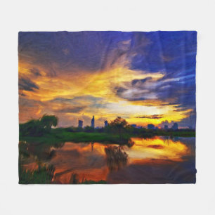 Abstrakte Farben   Saigon Sunset Fleecedecke