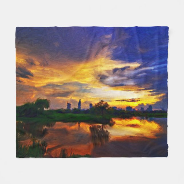 Abstrakte Farben | Saigon Sunset Fleecedecke (Vorderseite (Horizontal))