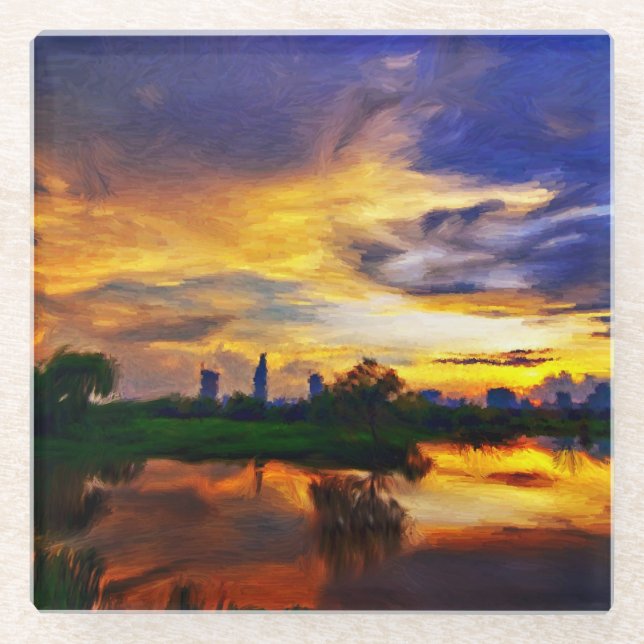 Abstrakte Farben | Saigon Sunset Glasuntersetzer (Vorderseite)