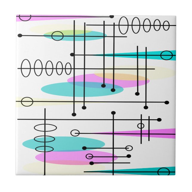 Abstrakte Farben und Design der Atomzeit Fliese (Vorderseite)
