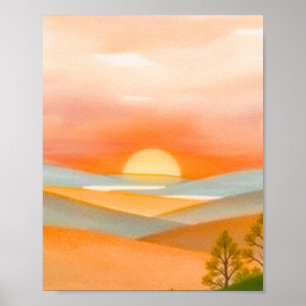 Abstrakte farbenfrohe Berglandschaft-Illustration  Poster
