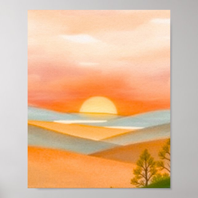 Abstrakte farbenfrohe Berglandschaft-Illustration  Poster (Vorne)