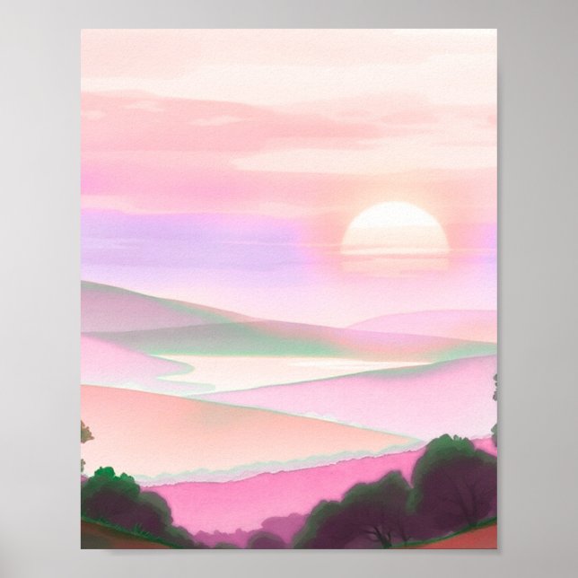 Abstrakte farbenfrohe Berglandschaft-Illustration  Poster (Vorne)