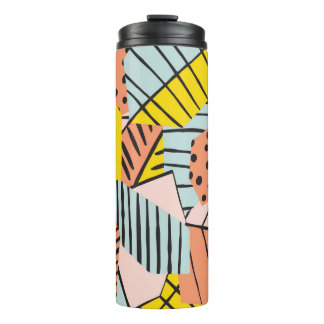 Abstrakte farbenfrohe Blätter, Naturmuster. Thermosbecher