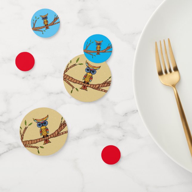 Abstrakte, farbenfrohe, blaue Augen auf den Blätte Konfetti (Gruppe)