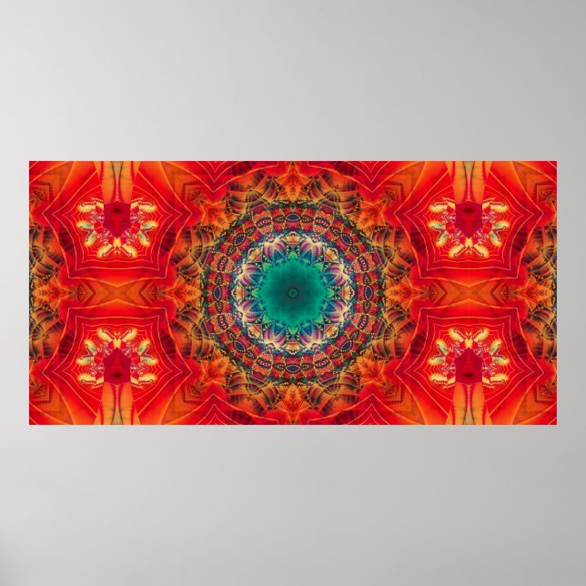 Abstrakte farbenfrohe Blumenziermuster Poster (Vorne)