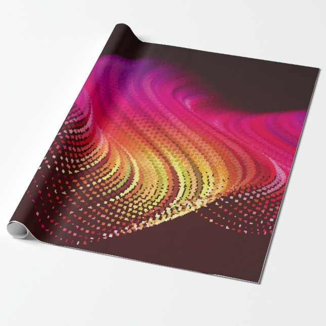 Abstrakte, farbenfrohe Digitallandschaft mit fließ Geschenkpapier (Ungerollt)