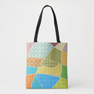 Abstrakte, farbenfrohe Doodle-Muster im Mosaikstil Tasche