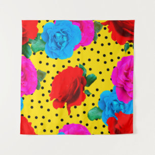 Abstrakte farbenfrohe echte Rosen und metallische  Wandteppich
