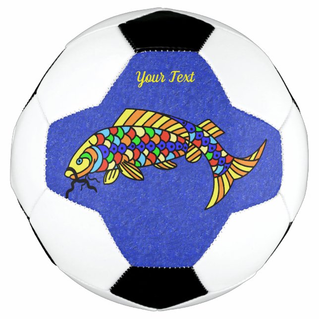 Abstrakte, farbenfrohe Extravagante Fische auf leb Fußball (Vorderseite)