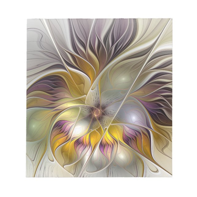 Abstrakte farbenfrohe Fantasy-Blume moderne Frakta Notizblock (Vorderseite)
