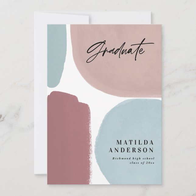 Abstrakte farbenfrohe Graduierungsparty Ankündigung (Vorderseite)